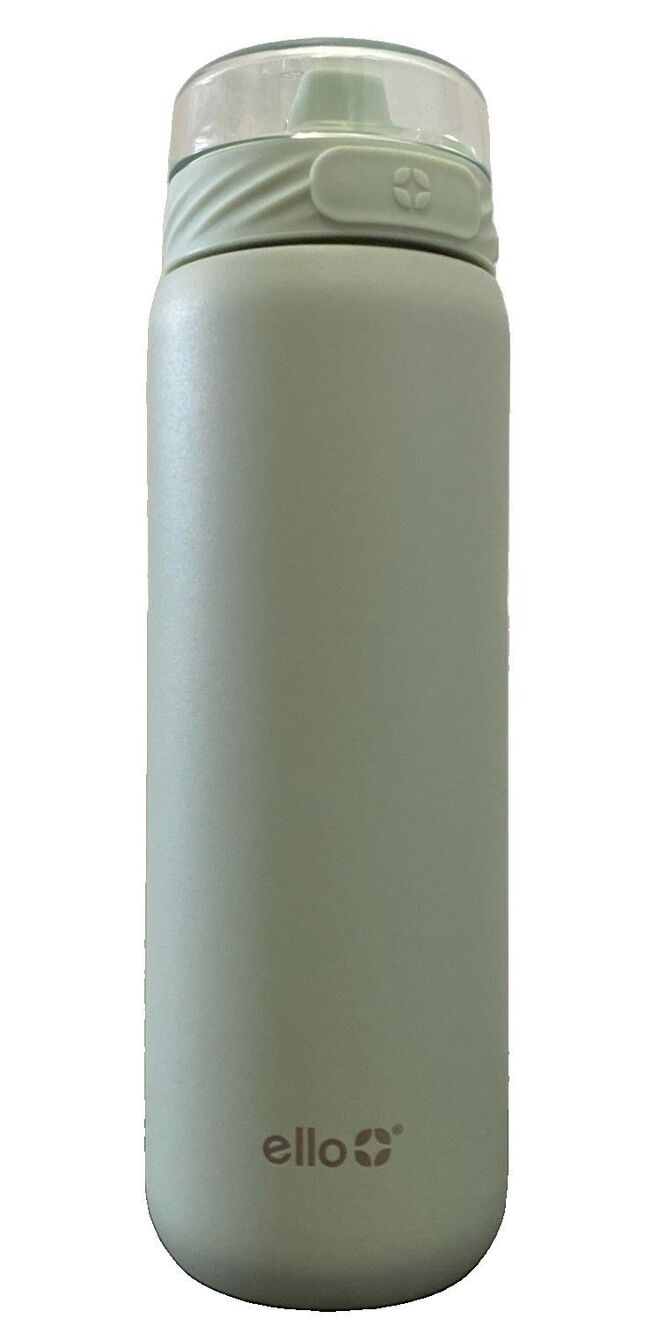 Ello Cooper 22 oz SAGE Green Stainless Steel Water Bottle with Straw Handle NEW